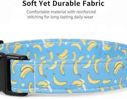 Dog Collar, Cute Banana Fruit Pattern, Spring Summer Design for Small Medium Large Dogs, S