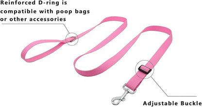 6FT/ 10FT Adjustable Dog Leash, Nylon Dog Leashes for Medium Large Dogs (6FT, Pink)