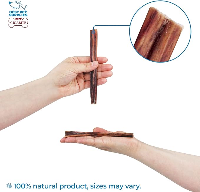 GigaBite Single Ingredient All Natural Free Range Bully Treats and Chews - Bully Sticks/Bladder Sticks/Beef Esophagus by Best Pet Supplies - Esophagus Sticks (6 Inch), Pack of 80