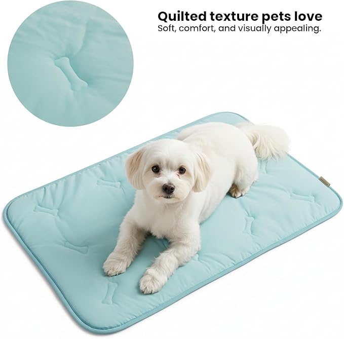Dormora Cooling Pet Mat – 35x23 Dog or Cat Cool & Comfy, Soft Breathable Self-Cooling Pad, Pet-Safe, Durable, Perfect for Hot Weather, Naps, Crates, Cars, Couch, Washable & Easy to Take Anywhere, Blue