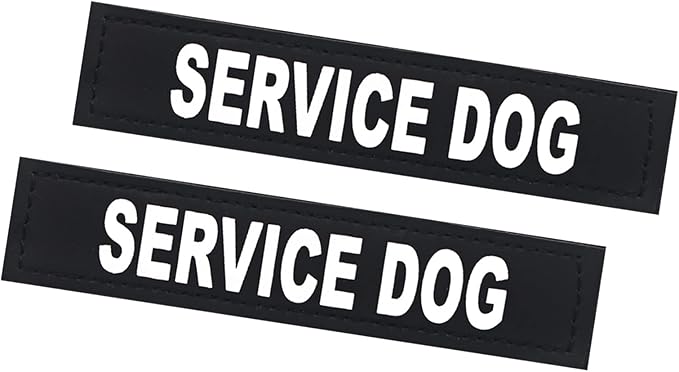 2Pack Service Dog Patch, Removable Vest Patches for in Training Dogs, Black Dog Harness Patches with Hook Backing, Service Dog-M