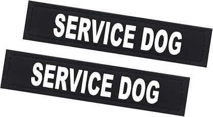 2Pack Service Dog Patch, Removable Vest Patches for in Training Dogs, Black Dog Harness Patches with Hook Backing, Service Dog-M