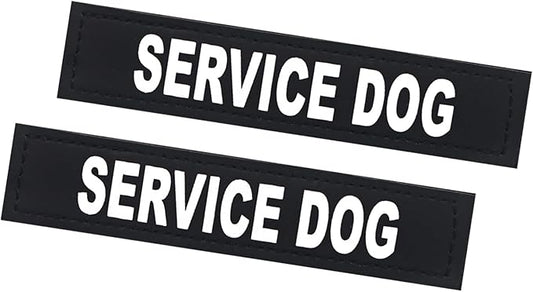 2Pack Service Dog Patch, Removable Vest Patches for in Training Dogs, Black Dog Harness Patches with Hook Backing, Service Dog-M