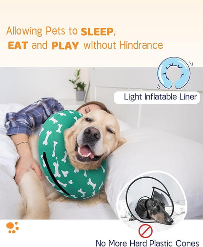 Supet Inflatable Dog Cone Alternative, Soft Neck Donut Collar for Small, Medium, Large Dogs After Surgery & Recovery