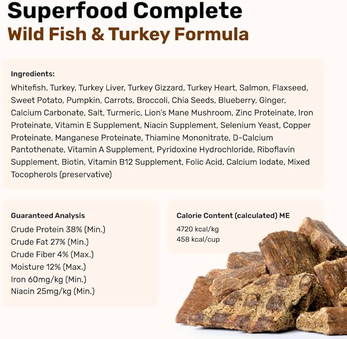 BADLANDS RANCH by Katherine Heigl – Superfood Complete Air-Dried Fish & Turkey Dog Food – High Protein with Superfoods for Daily Wellness & Consistent Nutrition – 24 oz (Pack of 4)