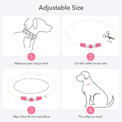 Colaseeme LED Dog Collar, Light Up Dog Collar 1 Count USB Rechargeable TPU Glow Safety Dog Necklace Light, Dog Lights for Medium Large Dogs (Pink)