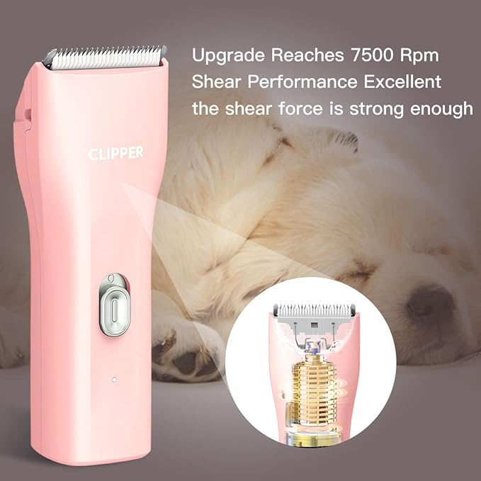 Grimgrow Dog Grooming Kit Clipper for Thick Coat Low Noise Cordless Cat Hair Trimmer Rechargeable Shaver Pet Grooming Tools for Small and Large Animals