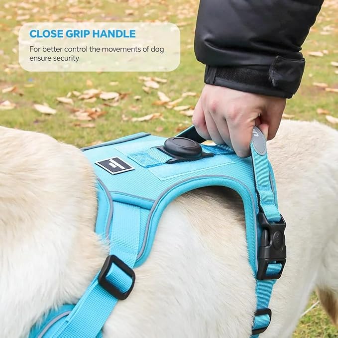 Airtag Dog Harness Chest Plate Reflective No Pull Harness with Leash for Extra Large Dogs (Steel Blue, XL)