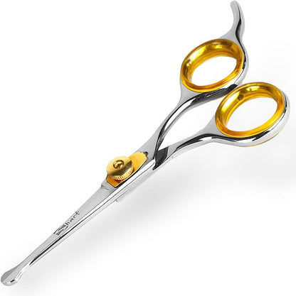 Sharf Gold Touch 4.5 Inch 440c Japanese Stainless Steel Pet Grooming Scissor with Round tip and Ballpoint for Safety