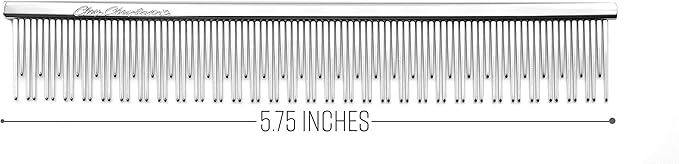 Chris Christensen 6in Cat/Carding Dual Tooth Butter Comb, Groom Like a Professional, Rounded Corners Prevent Friction and Breakage, Solid Brass Spin with Steel Teeth, Chrome Finish