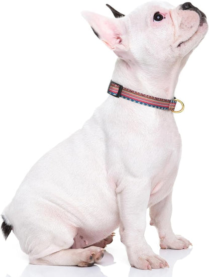 Rnivvi Dog Collar for Small Dogs, Cute Boho Heavy Duty Adjustable Puppy Collar with Quick Release Buckle for Girl & Female, Pet Accessories for Walking Running, S Length 3/4" Width, Geometric