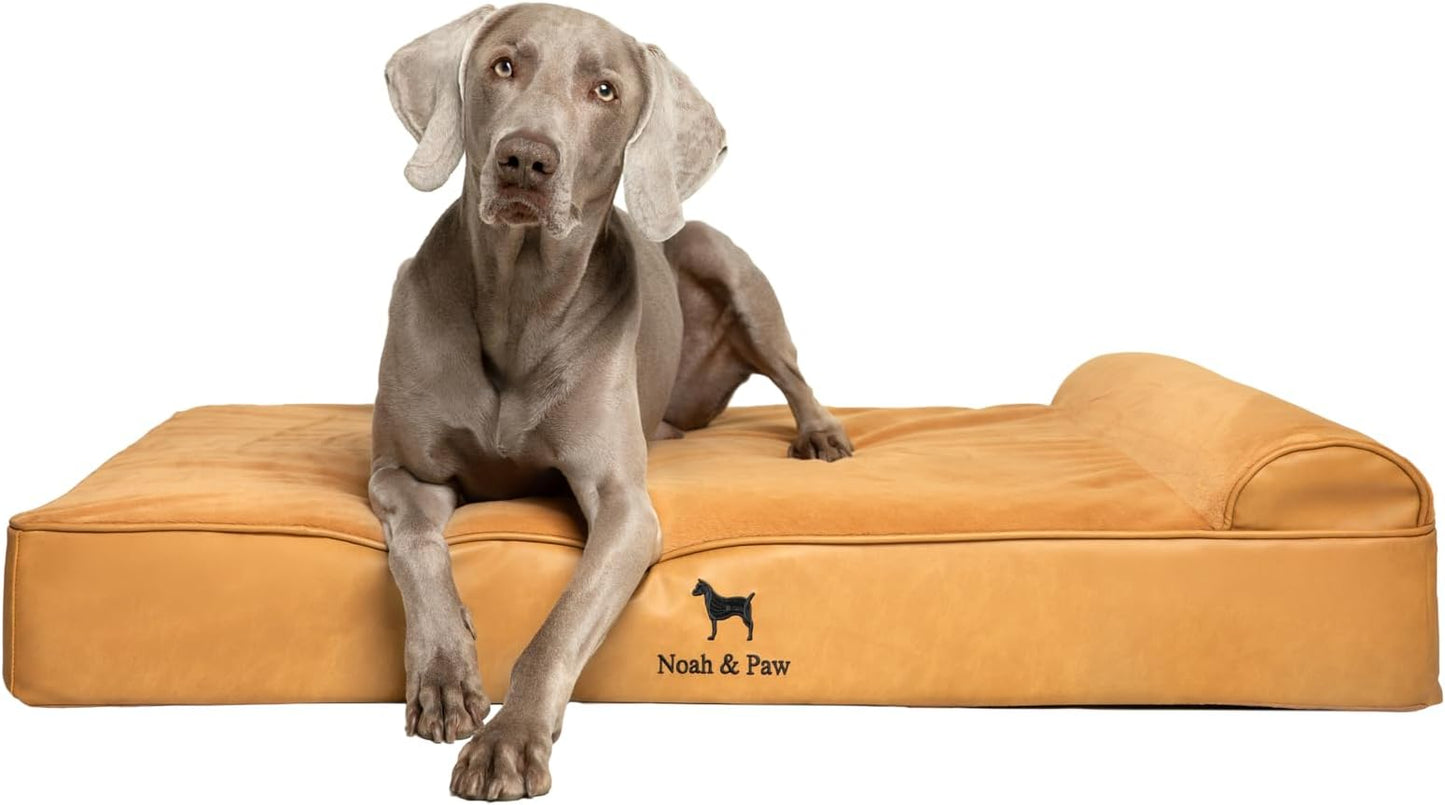 NOAH & PAW XL Dog Bed, 45x35x9.1 Inch, Orthopedic Large Dog Beds, Eggshell Memory Foam Infused with Cooling Gel, Waterproof, Machine Washable, Includes Inner Cover (Faux Leather)