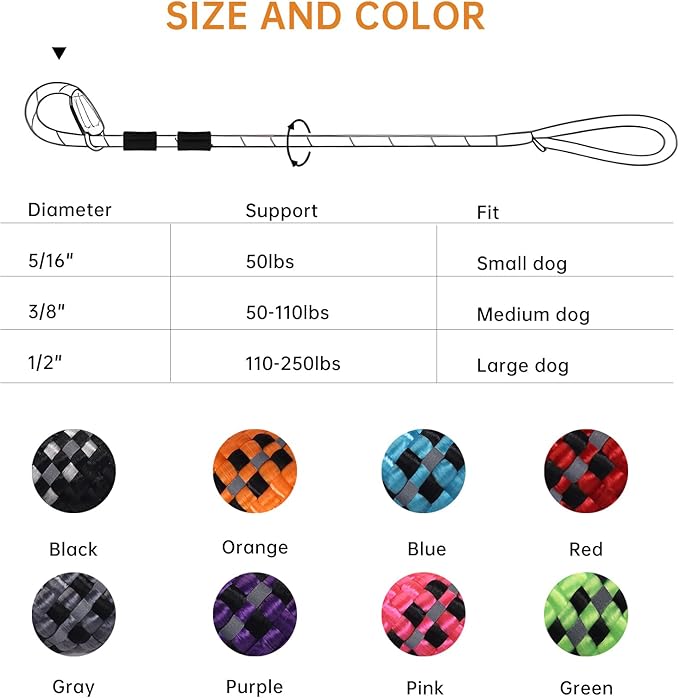 Slip Leads Dog Leash - 4/5/6/8/10 FT Heavy Duty Training Leashes - Reflective & Comfortable Handle for Small Medium Large Dogs (1/2''- 10FT, Pink)