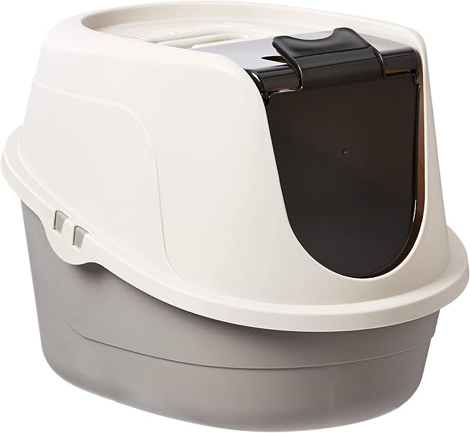 Amazon Basics No-Mess Hooded Cat Litter Box, Standard, Multicolor, 21 in x 16 in x 15 in