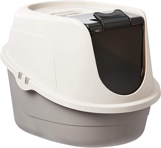 Amazon Basics No-Mess Hooded Cat Litter Box, Standard, Multicolor, 21 in x 16 in x 15 in