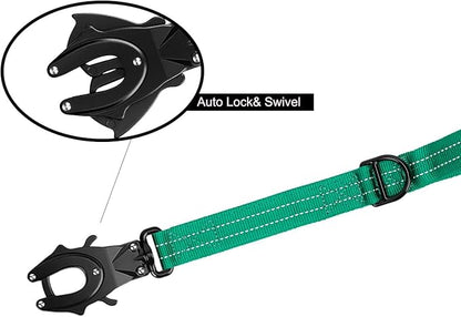 ICEFANG Short Dog Leash 25 Inch Reflective Nylon Traffic Leash with Padded Handle,Heavy Duty Auto Lock Swivel Clip for Medium Large Dogs No Pull Training Walking (Teal, 25 Inch)