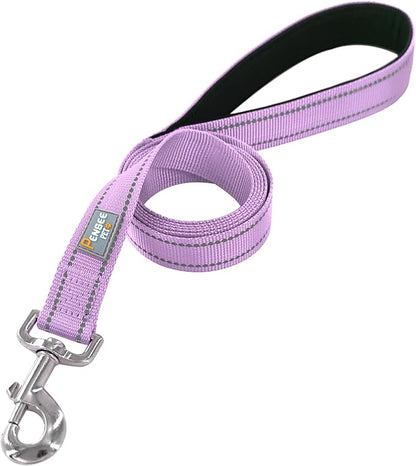 Reflective Dog Leash 6 FT Padded Handle Nylon Dogs Leashes for Large Dogs Lavender