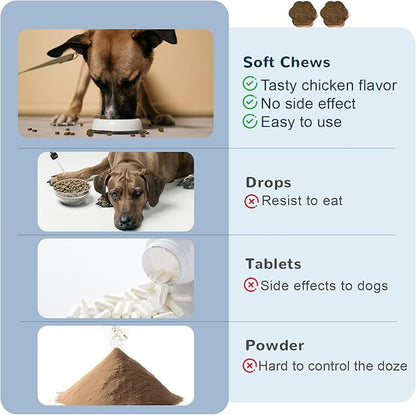 Vetriuntrix Calming Chews for Dogs, Dog Calming Soft Chews for Fireworks, Storms, Thunder, Barking, Separation, 90 Count