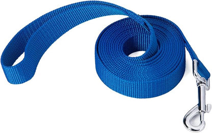 Siumouhoi Strong Durable Nylon Dog Training Leash, 1 Inch Wide Traction Rope, 6 ft 10ft 15ft Long, for Small and Medium Dog (Blue, 10 Feet)