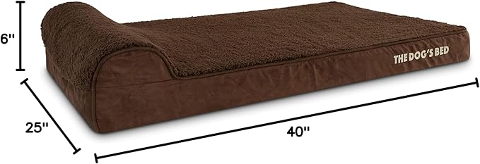 The Dog’s Bed Orthopedic Headrest Dog Bed XL Brown Plush, Memory Foam, Pain Relief for Arthritis, Hip & Elbow Dysplasia, Post Surgery, Lameness, Waterproof Washable Cover, Veterinary Approved