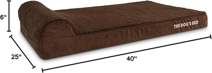 The Dog’s Bed Orthopedic Headrest Dog Bed XL Brown Plush, Memory Foam, Pain Relief for Arthritis, Hip & Elbow Dysplasia, Post Surgery, Lameness, Waterproof Washable Cover, Veterinary Approved