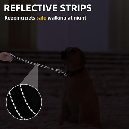 PUPTECK Reflective Dog Leash with Comfortable Padded Handle Durable Nylon Dog Lead for Small Medium and Large Dogs Cats Walking Running Training Outside, Black