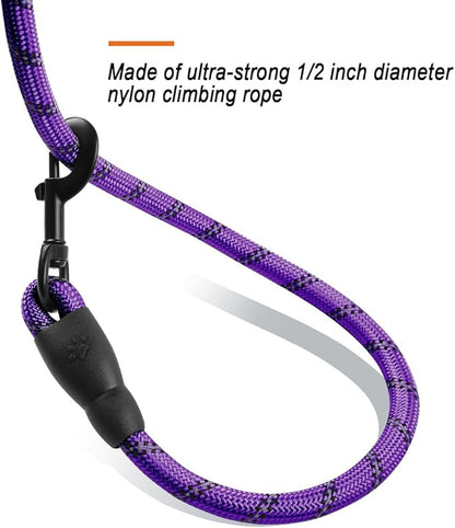 BARKBAY Dog Leashes for Large Dogs Heavy Duty Dog Leash 2 Pack 5 FT with Comfortable Padded Handle Highly Reflective Threads for Medium Large Dogs Walking Training Running (5FT-1/2,Purple+Black)