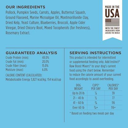 Instinct Raw Boost Mixers, Freeze Dried Dog Food Topper, Grain Free - Wild Caught Pollock, 12.5 oz. Bag