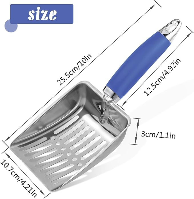 Apidgrowth Cat Litter Scoop -Stainless Steel Metal Cat Litter Scoop-Sturdy Mesh Scooper - Mesh Shovel-Easy to Clean - Suitable for Cat Litter Box -Navy Blue