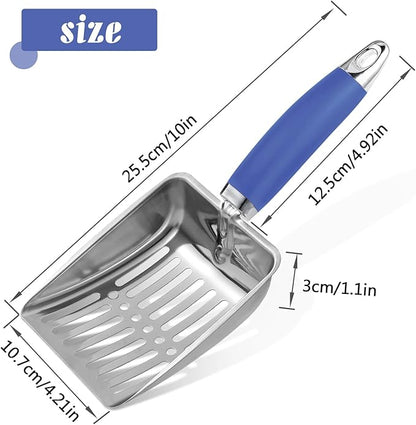 Apidgrowth Cat Litter Scoop -Stainless Steel Metal Cat Litter Scoop-Sturdy Mesh Scooper - Mesh Shovel-Easy to Clean - Suitable for Cat Litter Box -Navy Blue