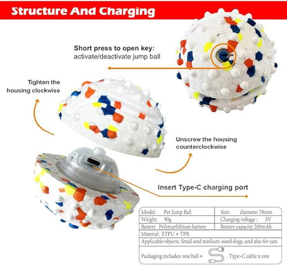 CAISHOW Dog Ball Squeak Toys (Vibrating Ball White)