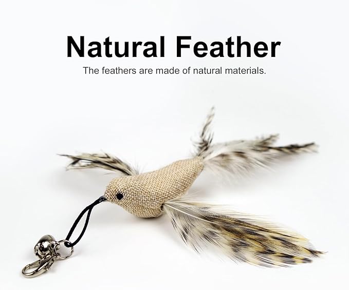 TTcat Feather Cat Toy Attachments,4 Pcs Simulation Flying Birds Refills, Cat Toys Replacement Feathers for Cat Kitten Wand.