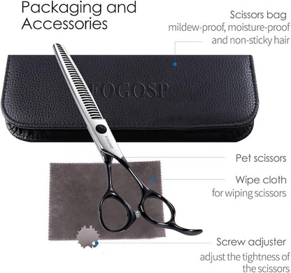 FOGOSP Dog Thinning Shears for Grooming 36 Teeth 6.5" Dog Blending Shears for Grooming Small Medium Dogs Professional Pet Thinners Blenders Scissors for Right Groomer(Blender, Black)