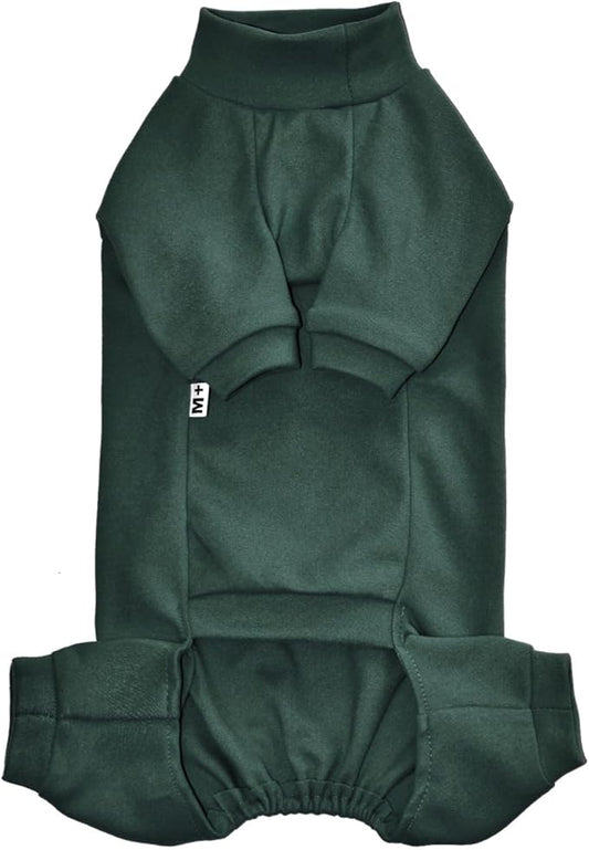 Sphynx Cat Four Leg Warm Fleece Pajamas Elastic Pet Clothes for Hairless Cats Surgery Recovery Suit for Sphynx, Devon, Cornish (Green, M (5.5-7 lbs))
