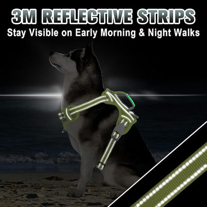 BARKBAY No Pull Dog Harness Large Reflective Dog Harness with Front Clip and Easy Control Handle for Walking Training Running with ID tag Pocket(Sunlight,XL)
