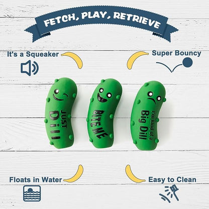 Pawdoer Squeaky Dog Toys, Soft Latex Rubber Squeaky Ball for Small Dogs Puppies, Cute Bounce Squeak Crunchy Pickle Pet Dog Toy