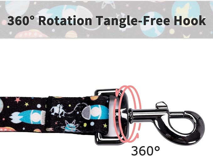 Ihoming Dog Collar and Leash Set for Daily Outdoor Walking Running Training, Space Design for Medium Boys Girls Dogs Cats Pets, M-Up to 45LBS