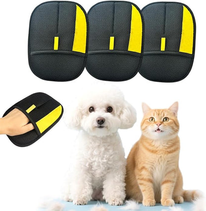 CAIBAO Electrostatic Pet Hair Removal Gloves: Quick Wiping - Reusable & Washable for Sofa Clothing Pet Beds Effortless Cats & Dogs Hair Remover for Busy Pet Owners (3pcs-Black)
