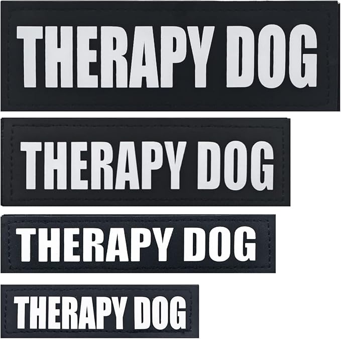 2Pack Black Service Dog Patches, Removable Vest Patch for Dogs, in Training Dog Patch, Hook Backing Dog Harness Patches, Therapy Dog-XS