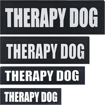 2Pack Black Service Dog Patches, Removable Vest Patch for Dogs, in Training Dog Patch, Hook Backing Dog Harness Patches, Therapy Dog-XS