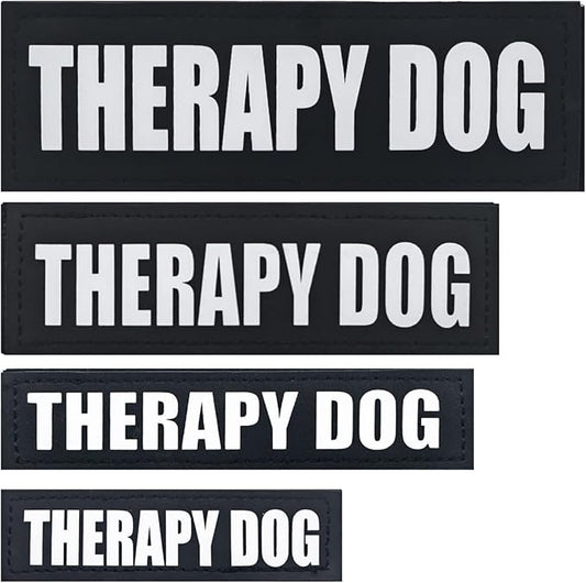 2Pack Black Service Dog Patches, Removable Vest Patch for Dogs, in Training Dog Patch, Hook Backing Dog Harness Patches, Therapy Dog-XS