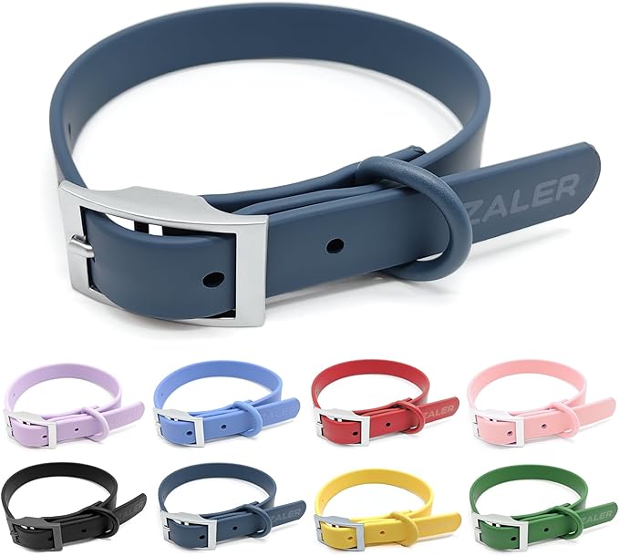 ZALER Waterproof Dog Collar, Adjustable Odor Proof Dog Collars Easy to Clean, Soft Comfortable Pet Collars for Large, Medium Small Dogs (XS, Navy Blue, 1pc)