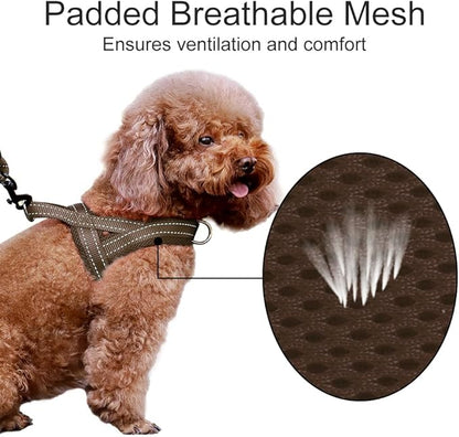 Plutus Pet No Pull Dog Harness with Breathable Mesh Padded, Adjustable Reflective Escape Proof Dog Harness, Quick Fit Dog Vest Harness for Small Medium Large Dogs(M, Chocolate)