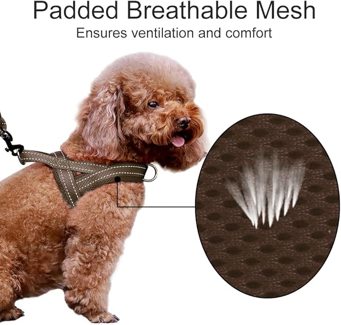Plutus Pet No Pull Dog Harness with Breathable Mesh Padded, Adjustable Reflective Escape Proof Dog Harness, Quick Fit Dog Vest Harness for Small Medium Large Dogs(XS, Chocolate)