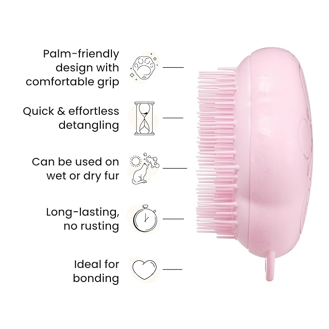 Pet Teezer by Tangle Teezer Cat Brush, De-Shedding Cat Hair Brush for a Gentle, Soothing Groom & Short to Medium Length Fur, Millennial Pink