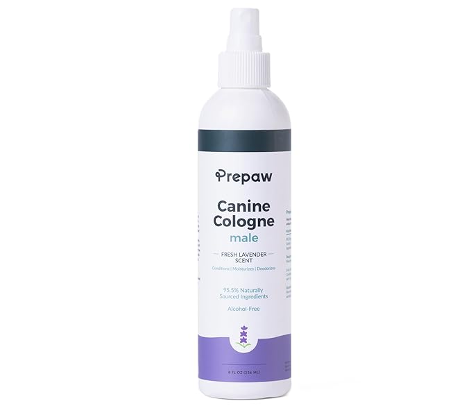 Prepaw Luxury Male Pet Cologne - Fresh Lavender Scent, 3-in-1 Formula Conditions & Moisturizes, Made with 94% Natural Ingredients, Long Lasting Fragrance, Safe & Easy to Use | 8 fl oz