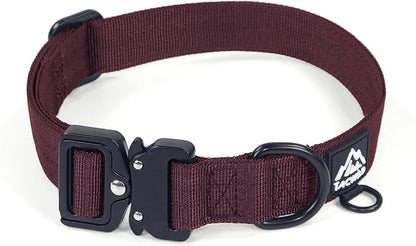 Heavy Duty Dog Collars for Medium and Large Dogs - Adjustable, Chew Proof Nylon Collar with Metal Quick Release Buckle and D-Ring for Dog Tags (Burgundy, 2XL)