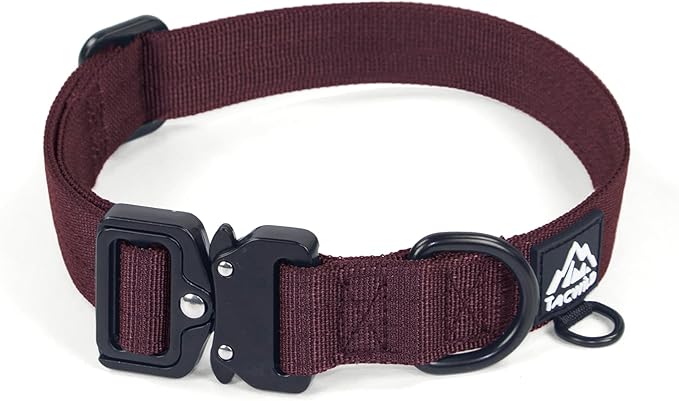 Medium Dog Collar Boy Girl - Adjustable, Chew Proof Nylon Collar with Metal Quick Release Buckle and D-Ring for Dog Tags (Burgundy, M)