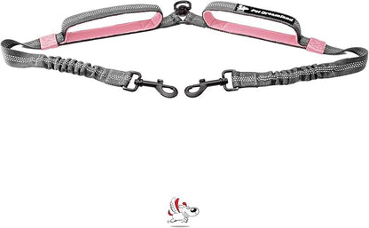 Pet Dreamland Exquisite Dual Dog Coupler for Large Dogs. Trending Double Dog Leash Attachment with Tangle-Free Swivel. You Will Absolutely Love This Amazing Gear for 2 Dogs (Dark Grey & Pink)