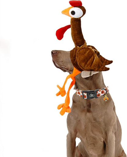 Elegant little tail Thanksgiving Dog Collar, Pet Dog Collar Cotton Soft Turkey Dog Collars Holiday with Quick Release Buckle Pet Puppy Collar for Large Dogs